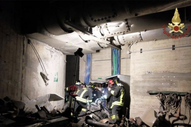 Esplosione in centrale idroelettrica ENEL di Bargi  - I Vigili del Fuoco al lavoro