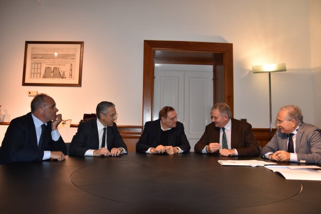 Firma Protocollo per lo studio di fattibilita' dello Scalo merci a Ponte Valentino. Filippo Liverini, Clemente Mastella e Filippo De Rossi