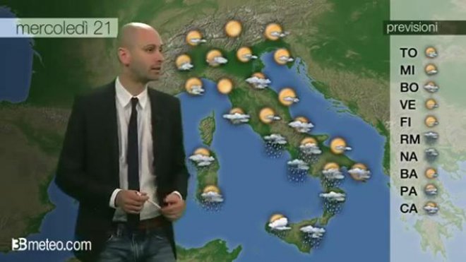 Meteo. Previsioni per mercoledi' 21 ottobre