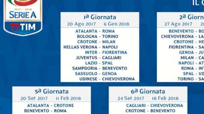 Serie A, il calendario