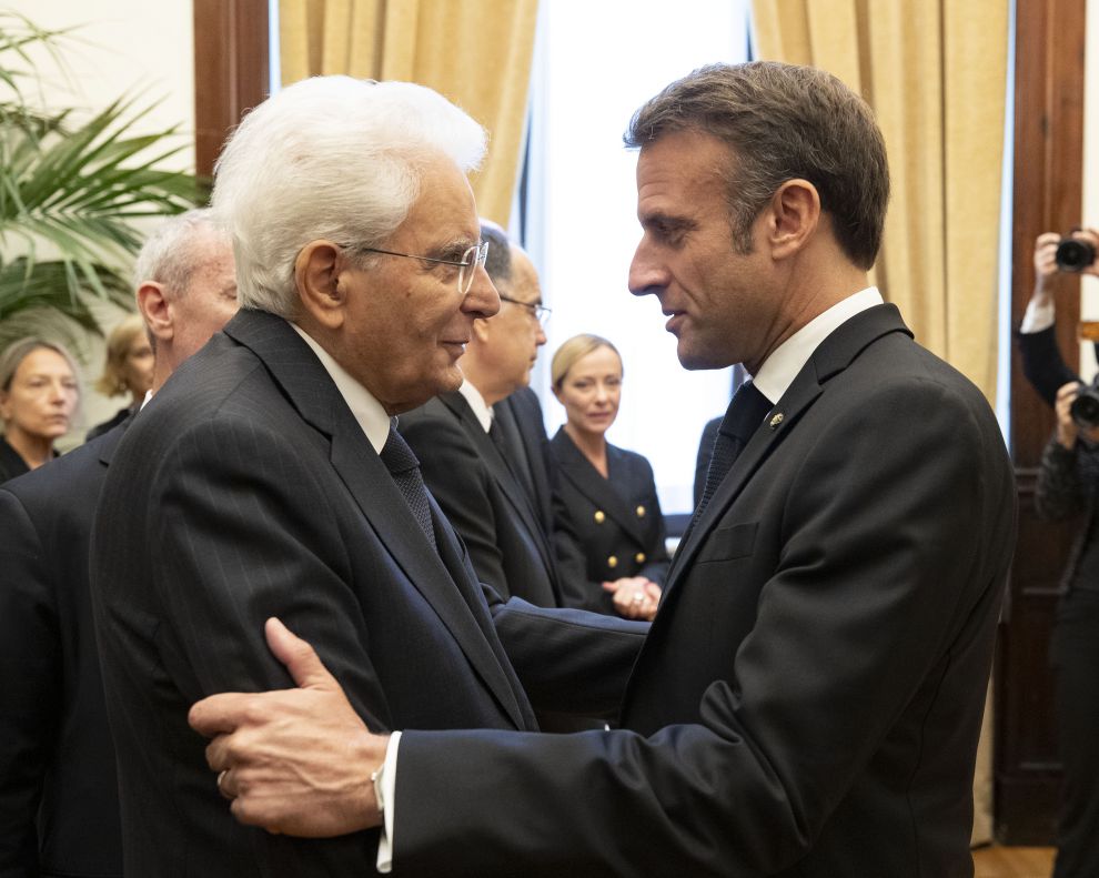 Il Presidente della Repubblica Sergio Mattarella con il Presidente della Repubblica francese Emmanuel Macron