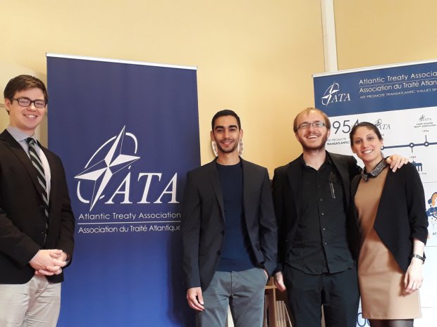 Da sinistra Austin L. Muraille (Summer program ATA - American University Washington, DC), Alfredo Franco laureato Unisannio (stage ATA), Simon Herteleer (program advisor) e Letizia Torretta (program director ATA)