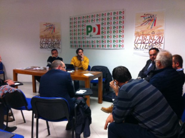 La riunione con Martinangelo e Mortaruolo nella sede PD. foto profilo fb Mino Mortaruolo