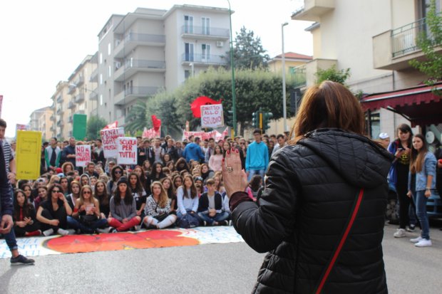La protesta degli studenti a Benevento