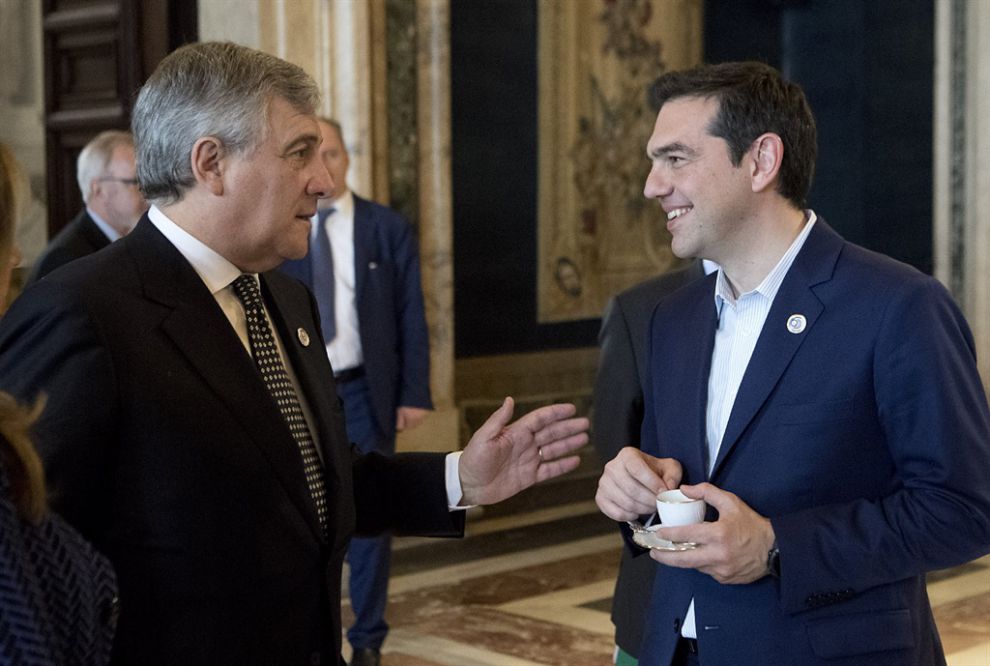 Antonio Tajani, Presidente del Parlamento Europeo e Alexis Tsipras, Primo Ministro della Repubblica Ellenica