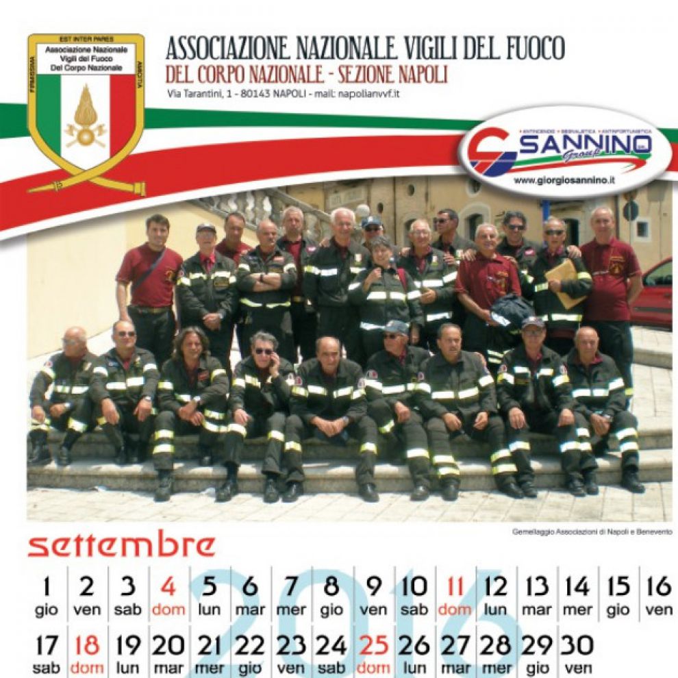 calendario vigili del fuoco settembre