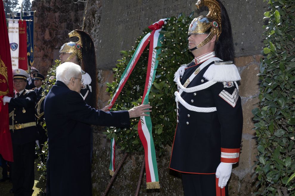 Il Presidente della Repubblica Sergio Mattarella alla cerimonia commemorativa delle Fosse Ardeatine
