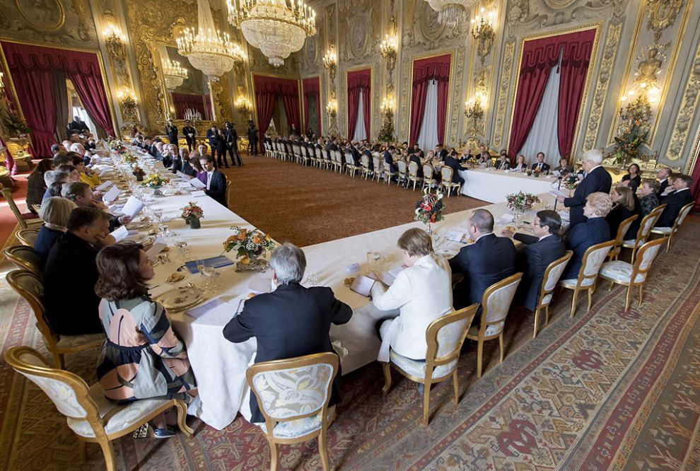 Il Presidente Sergio Mattarella in occasione della colazione in onore dei Capi di Stato e di Governo dell
