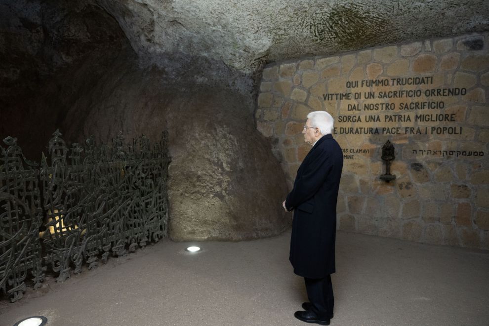 Cerimonia commemorativa eccidio delle Fosse Ardeatine - Il Presidente della Repubblica Sergio Mattarella al Memoriale