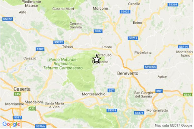 Benevento. Terremoto di magnitudo 2.9 registrato tra Foglianise e Torrecuso (21 marzo 2017)