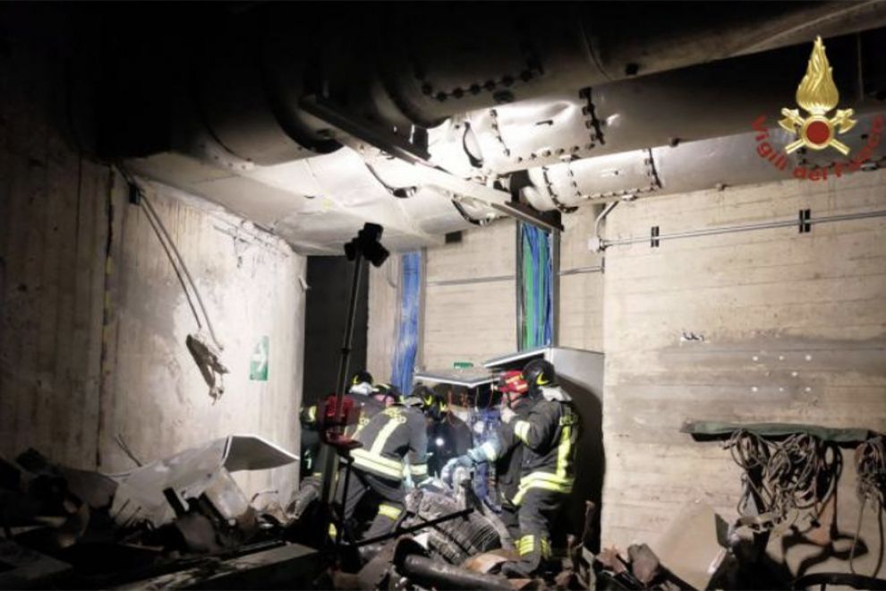 Esplosione in centrale idroelettrica ENEL di Bargi - Vigili del Fuoco al lavoro